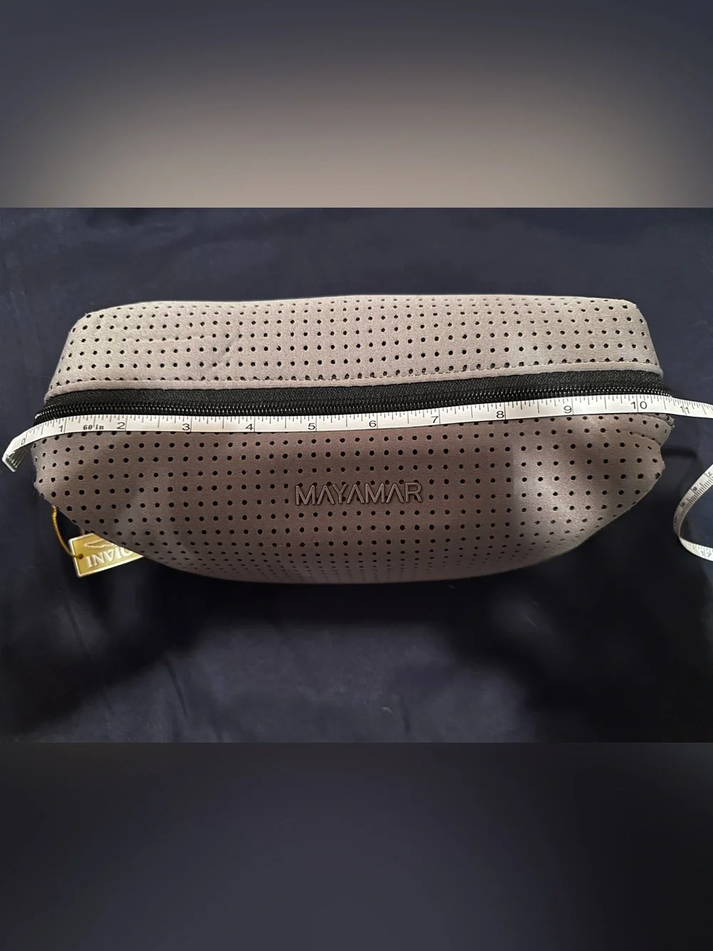 Mayamar NWT Perforated Neoprene Cosmetic Makeup Travel Pouch Bag Gray Large